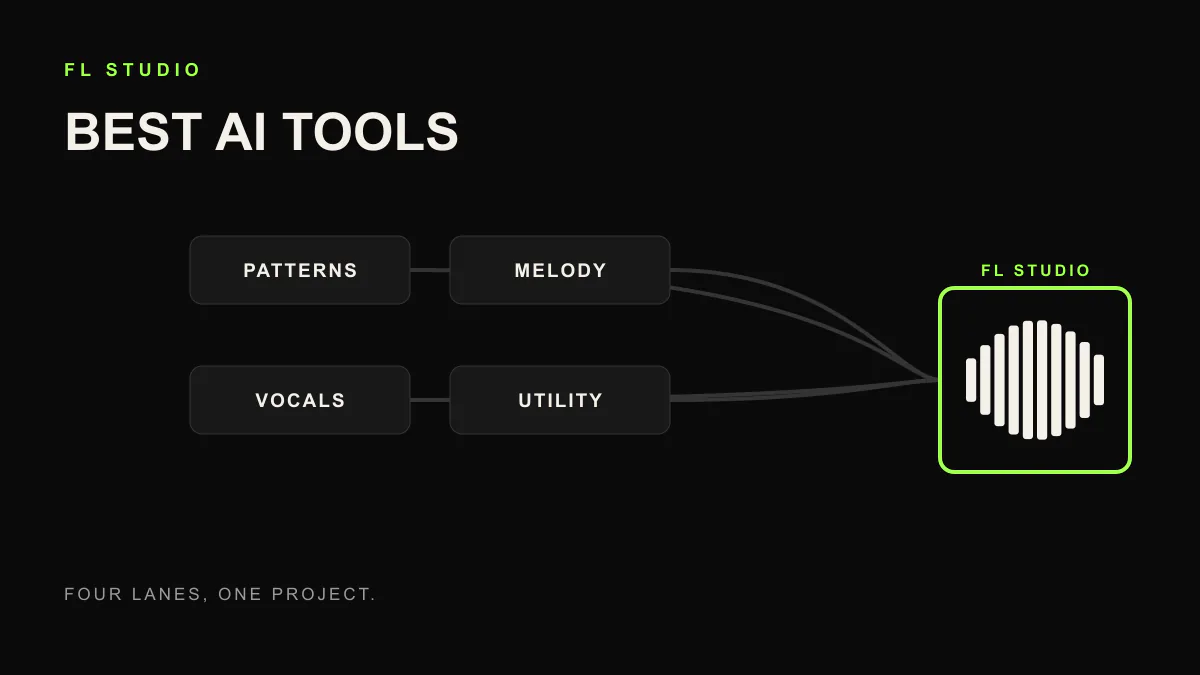 Best AI tools for FL Studio cover with a step sequencer and piano roll pattern